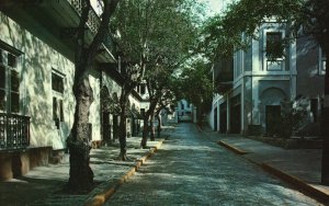 Vintage Postcard Typical Street Scene Leading To Fortaleza San Juan Puerto Rico
