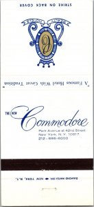 The Commodore, A Famous Hotel New York Vintage Matchbook Cover MB36