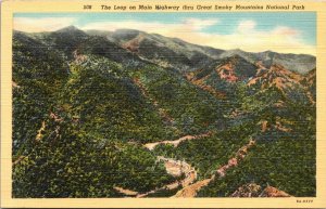 Main Highway Loop Great Smoky Mountains Nationa Park TN Scenic Linen Postcard 