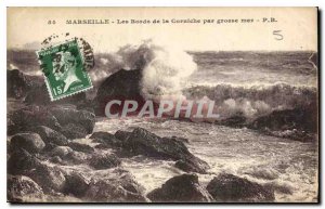 Postcard Old Marseille Les Bords de la Corniche in heavy seas