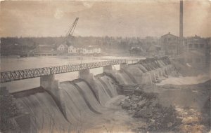 J55/ Cornell Wisconsin RPPC Postcard c1910 Dam Scene Buildings Bridge 59