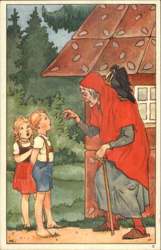 Dutch Fairy Tale Hansel & Gretel Old Woman - Hans en Grietje K1676 Postcard