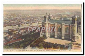 Lyon Old Postcard Notre Dame de Fourvière overlooking Lyon and the junction ...