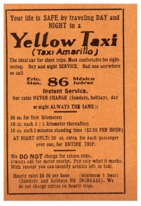 Yellow Taxi , Amarillo Texas, English ans Spanish, Fraes