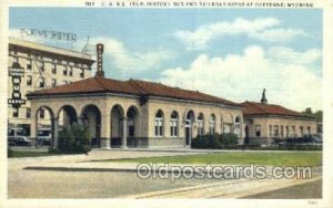 C B and Q Burlington, RR Depot, Cheyenne, WY, USA Train Railroad Station Depo...