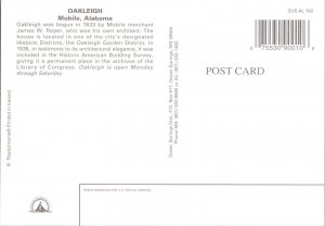 Continental Postcard Oakleigh Mobile, Alabama CF3