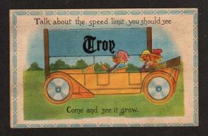 IN Greetings from TROY INDIANA Car Convertible Postcard