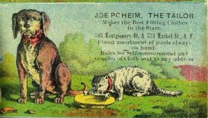 1870's-80's Lovely Dog Cat, Joe Pcheim, The Tailor San Francisco, CA Card F99