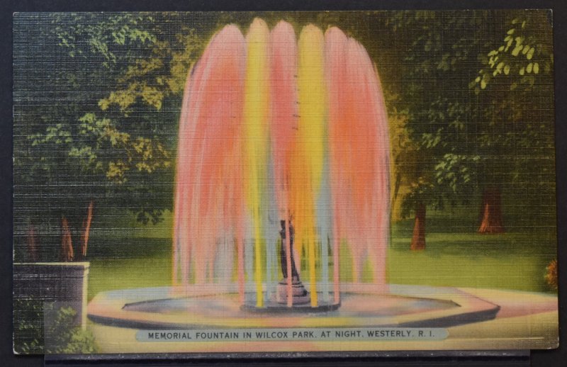 Westerly, RI - Memorial Fountain in Wilcox Park - 1938