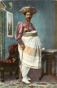 c1907 Postcard 74. A Kandian Chief, Ceylon Sri Lanka Portly Gent in Royal Garb