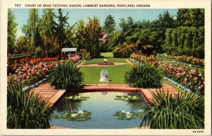 Court of Rose Festival Queen Lambert Gardens Portland OR Vintage Postcard B08