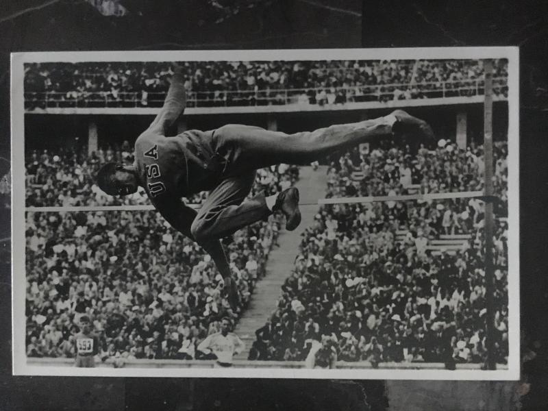 Mint Olympics 1936 Germany Cornelius Johnson High Jump Real Picture Postcard