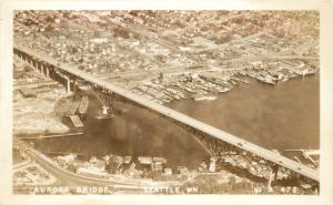 c1930s Real Photo Postcard Unposted Aurora Bridge Seattle WA, VI A 472 Boat Dock