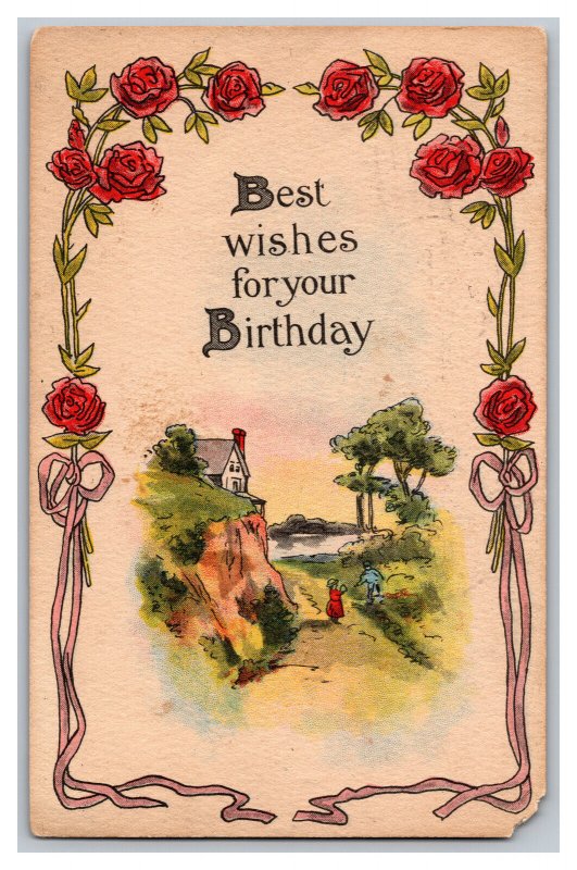 c1914 Postcard Best Wishes For Your Birthday Vintage Standard View Card 