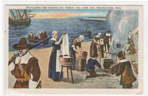 The Pilgrims First Washing Day Provincetown MA 1948 postcard