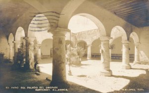 RPPC Courtyard of the Bishop's Palace - Monterrey, Mexico pm 1942 - Lopez Photo