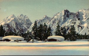 Wyoming Grand Teton National Park Winter Scene Curteich