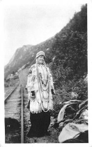 Native Americans Mrs. Pullen Railroad Tracks Real Photo Postcard