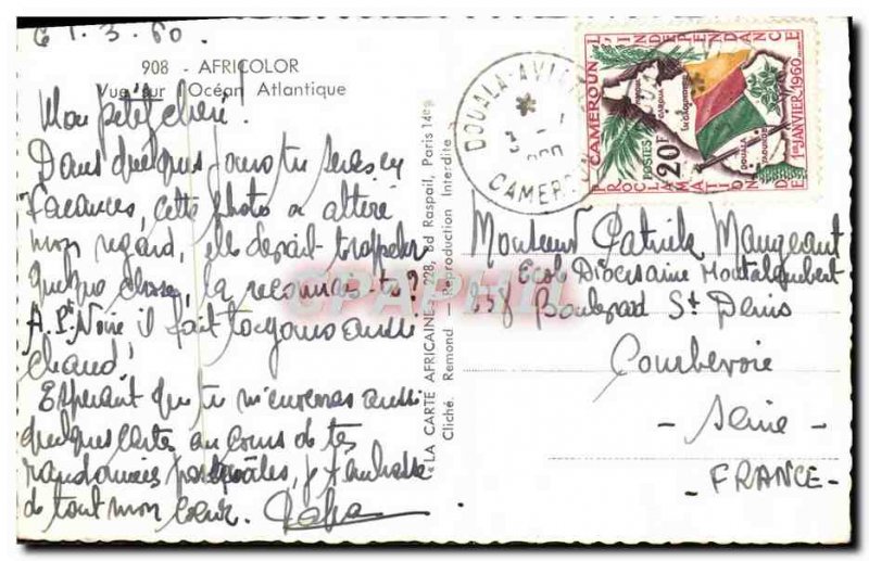 Postcard Modern Africolor View On & # 39Ocean Atlantic Cameroon