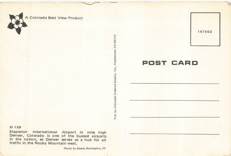 Stapleton International Airport Denver Photochrome Postcard