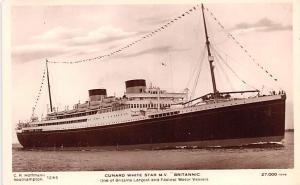Cunard White Star MV Britannic Ship Postcard