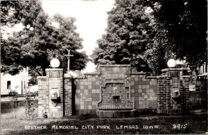 Real Photo Postcard Beuther Memorial City Park in Le Mars, Iowa