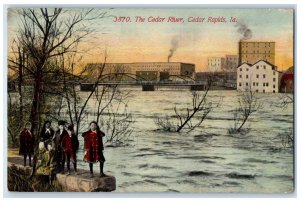 1912 Smoke Scene The Cedar River Cedars Rapids Iowa IA Antique Posted Postcard