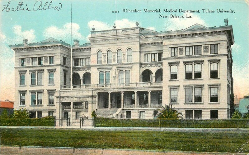 c1910 Postcard; Richardson memorial Medical Dept, Tulane University New Orleans