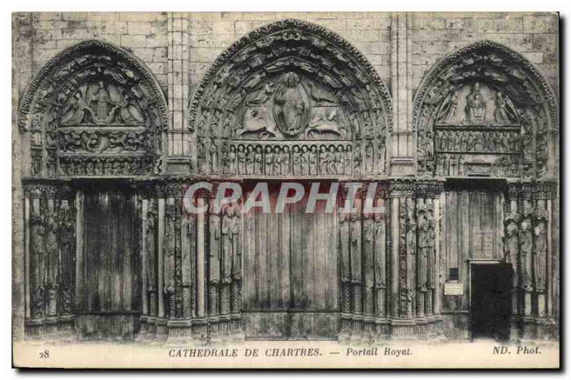 Postcard Old Cathedral of Chartres Royal Portal