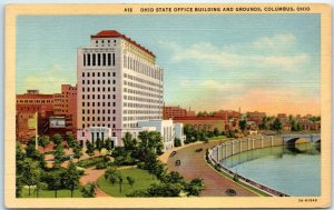 Postcard - Ohio State Office Building and Grounds - Columbus, Ohio