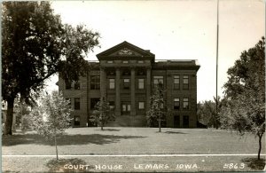 RPPC Le Mars Iowa IA Plymouth County Court House  UNP Postcard