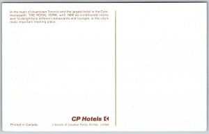 Postcard Toronto Ontario c1980s Royal York CP Hotels Advertisement Aerial View