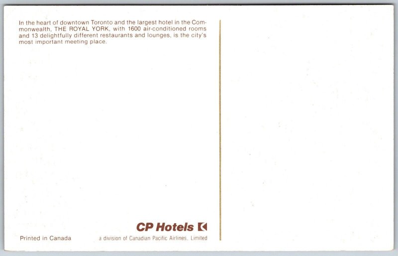 Postcard Toronto Ontario c1980s Royal York CP Hotels Advertisement Aerial View