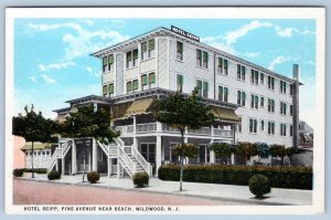 1920's WILDWOOD BY THE SEA NJ HOTEL SEIPP PINE AVE NEAR BEACH ANTIQUE POSTCARD
