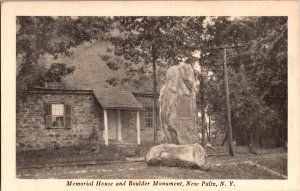 Memorial House and Boulder Monument, New Paltz NY c1924 Vintage Postcard N43