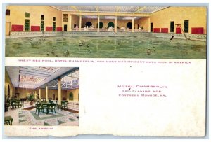 c1910's Hotel Chamberlin Fortress Monroe VA, Swimming Pool Dual View Postcard 