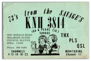 QSL Radio Card From Council Bluffs Iowa KNH 3814