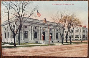 Vintage Postcard 1908 Post Office, Evanston, Illinois (IL)