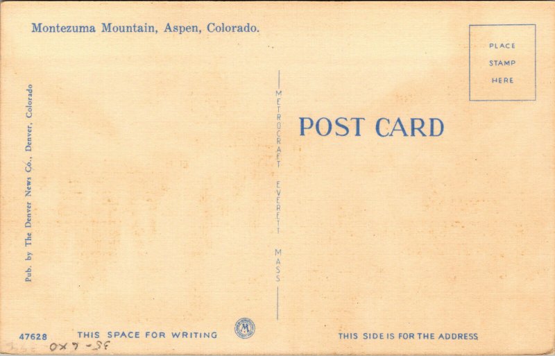 Vtg 1930's Montezuma Mountain Aspen Colorado CO Linen Postcard