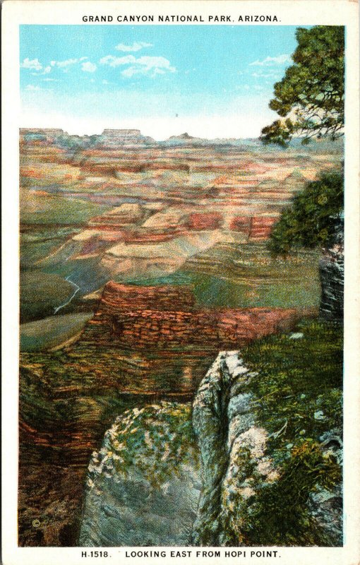 Vtg 1920s View East From Hopi Point Grand Canyon Village AZ Fred Harvey Postcard