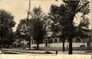 View of Armory, University of Illinois Champaign IL c1909 Vintage Postcard C42