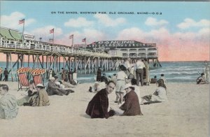 Old Orchard Maine On sands people on beach pier casino dancing  c1920s D977 