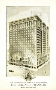 Vintage Postcard 1920's The Benjamin Franklin Hotel Philadelphia Pennsylvania PA