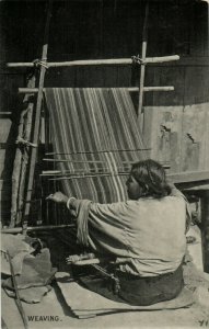 PC CPA INDIA, WEAVING, CALCUTTA, Vintage REAL PHOTO Postcard (b13712)