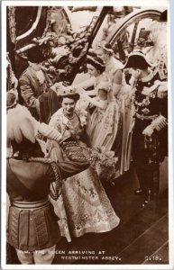 RPPC postcard - TheQueen arriving at Westminster Abbey