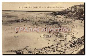 Old Postcard Le Portel The Beach And Games