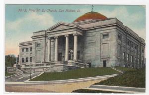 First M E Church Des Moines Iowa 1912 postcard