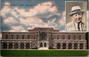 Linen Postcard Rockne Memorial at Notre Dame University in South Bend, Indiana