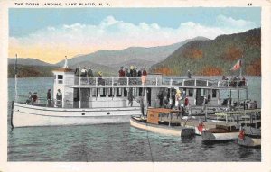 Steamer Doris Landing Small Launch Boats Lake Placid New York 1920s postcard