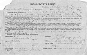 RICHMOND VA~1919 FORD TOURING CAR W/ STARTER~RETAIL BUYER'S ORDER BILLHEAD